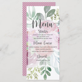 Menu Rustic Watercolor Dusty Rosa & Burgundy Casamento