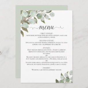 Menu Rustic Watercolor Eucalyptus Deixa Casamento Sage