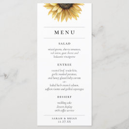 Menu Rustic Watercolor Sunflower Modern Weding