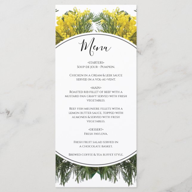 Menu Rustic Wattle Acacia Wedding (Frente)