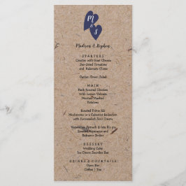 Menu Rustic Wedding | Coração do Marinho do Kraft Paper