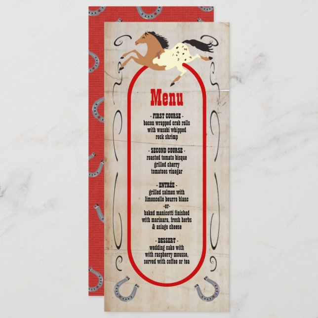 Menu Rustic Western rodeo Wedding (Frente/Verso)