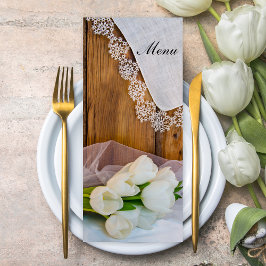 Menu Rustic White Tulips Country Barn Spring Wedding