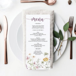 Menu Rustic Wildflower Weding Chá de panela