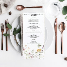 Menu Rustic Wildflower Weding Chá de panela