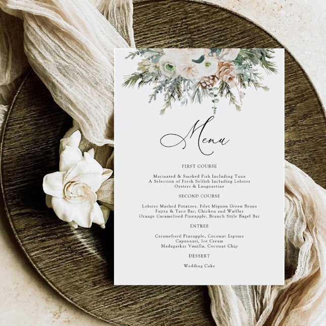 Menu Rustic Winter Pinecone Wedding (Criador carregado)