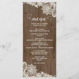 Menu Rustic Wood and Lace