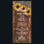Menu Rústica Madeira Burlap Sunflower Country WedMenu<br><div class="desc">Rústica Madeira e Burlap Sunflower Country Farmhouse Menus De Casamento Chic. Verifique meu compro para ver toda a suíte de casamento para este design!</div>