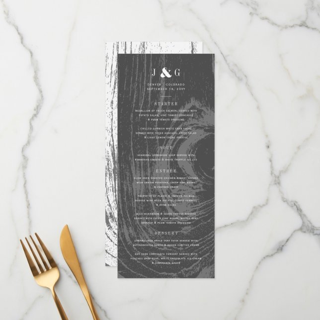 Menu Rusticidade Preta em Textura de Madeira Elegância  (Frente/Verso In Situ)