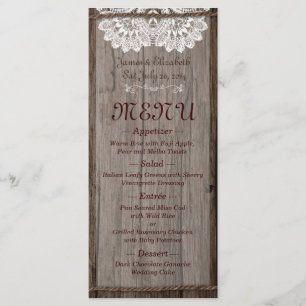 Menu rústico do casamento do celeiro