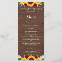 Menu Rústico Girassóis Borgonha Rosas vermelhas Borgonh