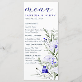 Menu Sade Do Casamento Floral Real De Marfim Azul