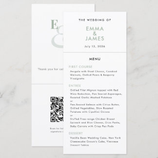 Menu Sage Ampersand Casamento | Código QR | Elegante