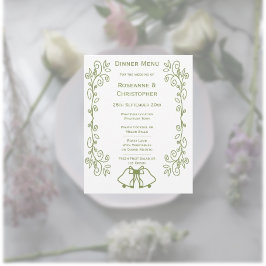 Menu Sage Bells Scrollwork Design Casamento