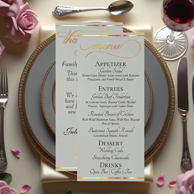Menu Sage - Coroa de Monograma & Agradecimento Casament (Criador carregado)