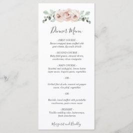 Menu Sage Floral Rosa Greenery Dusty Rosa Weding