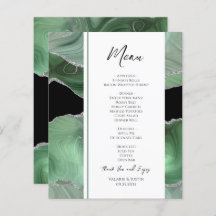 Menu Sage Green Agate Wedding