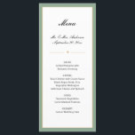 Menu Sage Green e Dourada | Casamento de Script<br><div class="desc">Este cartão de cardápio clássico oferece um fundo branco limpo,  acentuado com uma faixa verde-sábio e borda dourada. A cor verde de sábio pode ser alterada escolhendo personalizar.</div>