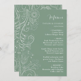 Menu Sage Green Elegant Floral Wedding