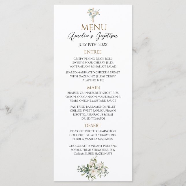 Menu Sage Green Floral Baptism (Frente)