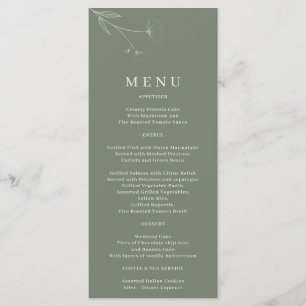 Menu Sage Green Flower Art Cotton Wedton