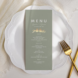 Menu Sage Green Gold Lovebirds Wedding