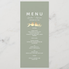 Menu Sage Green Gold Lovebirds Wedding
