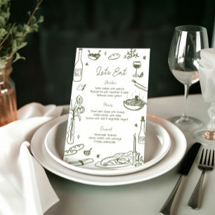 Menu Sage Green Hand Drawn Whimsical Wedding
