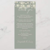 Sage Green Lights Casamento Obrigado Place Card