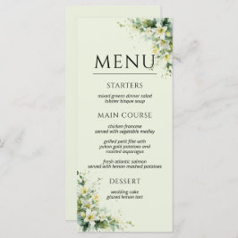 Menu Sage Green Lily Valley Floral Wedding
