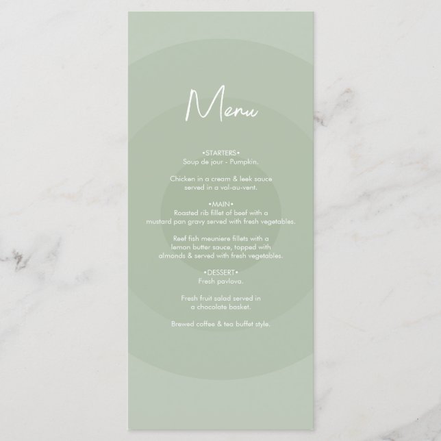 Menu Sage Green Modern Monogramas Wedding (Frente)