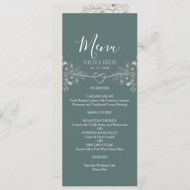 Menu Sage Green Wedding (Frente/Verso)
