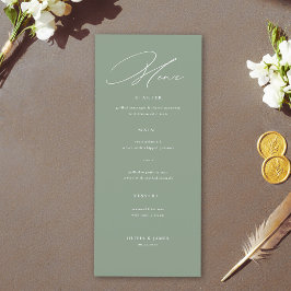 Menu Sage Green White Modern Calligraphy Wedding
