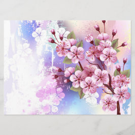 Menu Sakura rosa no fundo da pintura