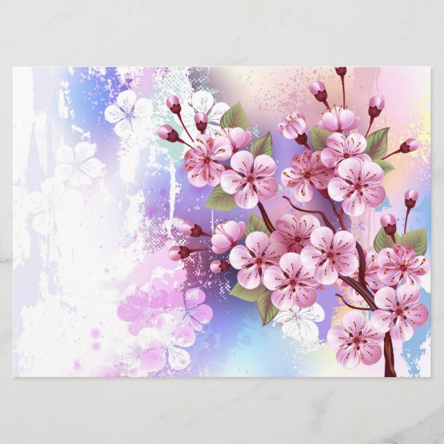 Menu Sakura rosa no fundo da pintura (Frente)