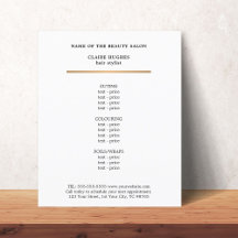 Menu Salão de Bela Linda Dourada Mal Minimalista