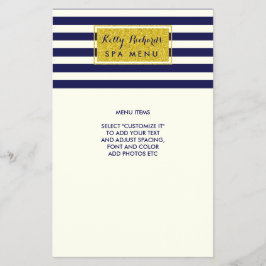 Menu Salão Marinho Azul Faixa de Marfim  Glamor Do