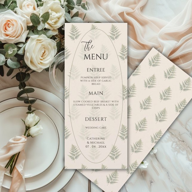 Menu Samambaia Verde Enquadra Casamento Elegante (Criador carregado)