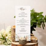 Menu Script Botânico Rustic Autumn Rosas<br><div class="desc">O romance de um casamento do outono é capturado neste elegante design com rosas aquáticas e verde em cores quentes de outono de terracota, marfim, ferrugem, castanha, azul empoeirado e verde-sábio com toques de dourado. Este design também apresenta gráficos de texto exclusivos em uma fonte de script de caligrafia personalizada...</div>