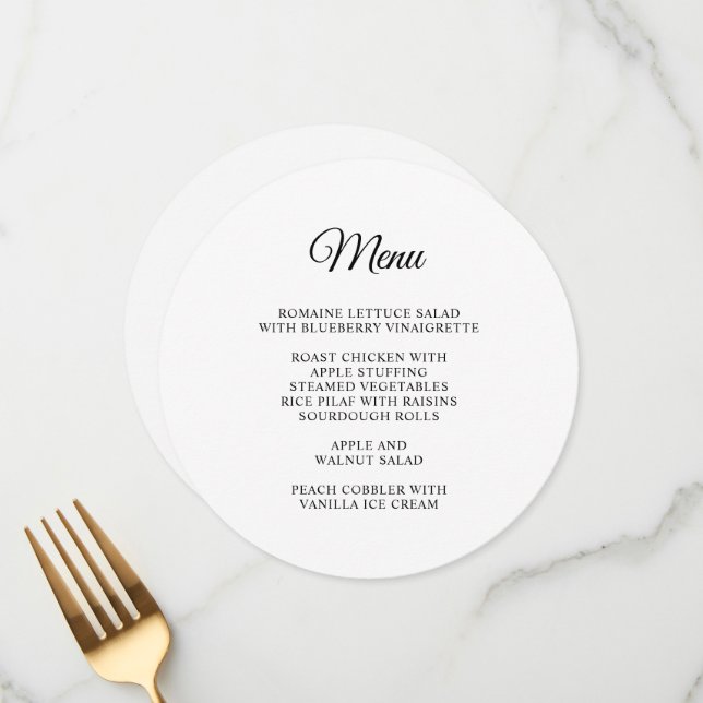 Menu Script Elegante Circular (Frente/Verso In Situ)
