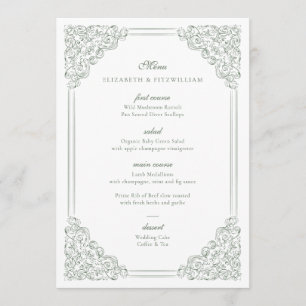 Menu Script Elegante Verde de Quadro Vintage com Mutaçã