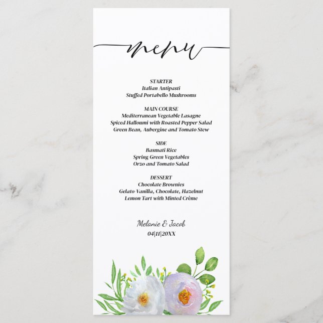 Menu Script Floral Wedding (Frente)