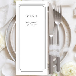 Menu Script Formal com Casamento Monograma de Quadro Ge
