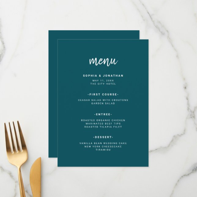 Menu Script Minimalista Moderno | Casamento Profundo (Frente/Verso In Situ)