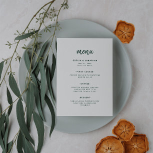 Menu Script Minimalista Moderno Casamento Verde Emera