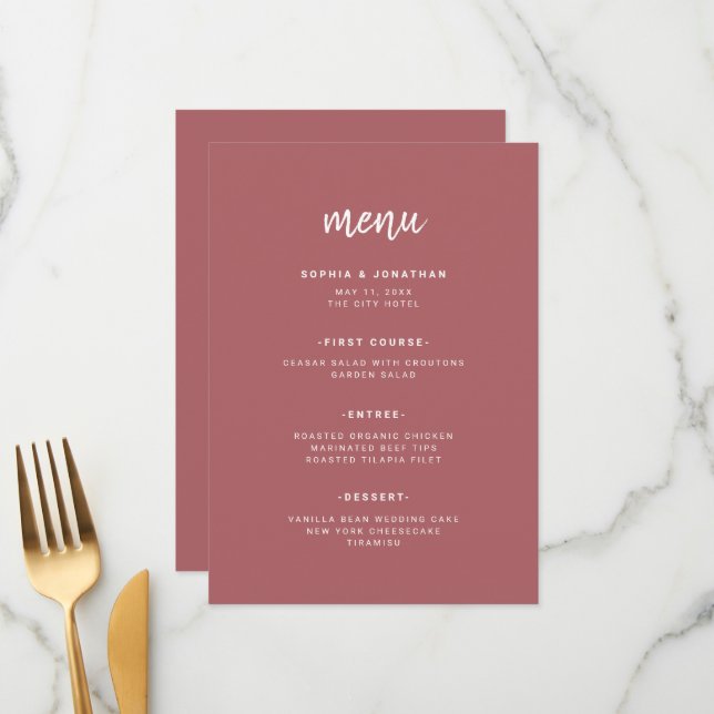 Menu Script Minimalista Moderno | Terra Rosa Wedding (Frente/Verso In Situ)
