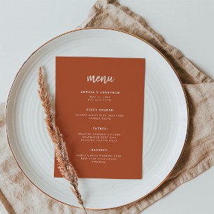 Menu Script Minimalista Moderno Terracotta Casamento