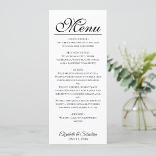 Menu Script preto de Elegância simples no casamento br