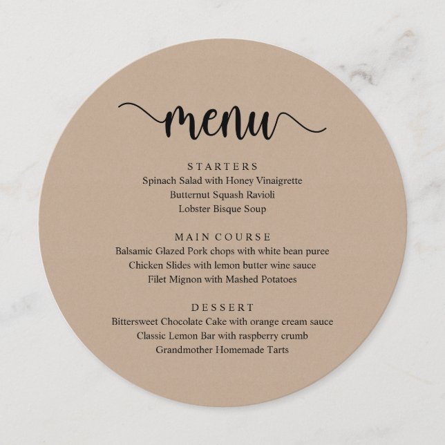 Menu Script Russo Moderno, Brown Kraft, Janto Casado (Frente)