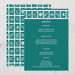 Menu Seashell Grid Beach WedOM Verde White